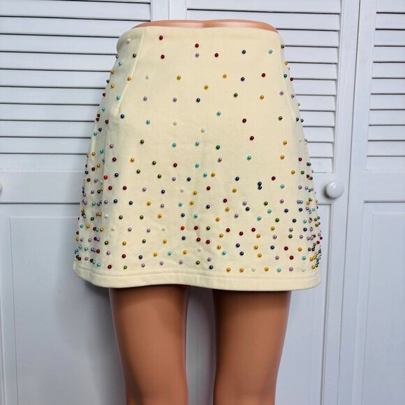 NEW QUEEN OF SPARKLES Ivory Scattered Pearl Mini Skort Size Small - Picture 8 of 8